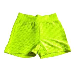 NWT Women's High Waist Fitness Shorts, Lime Green, Size 2XL